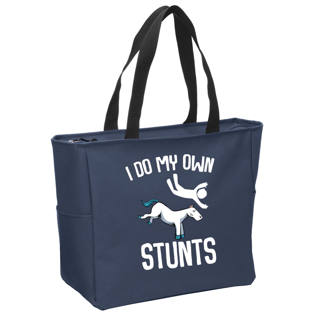 I Do My Own Stunts Get Well Gifts Funny Horse Riders Animal Zip Tote Bag