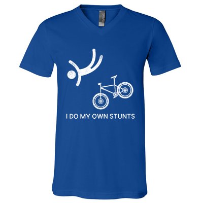 I Do My Own Stunts Downhill Mountain Bike Cute Gift V-Neck T-Shirt