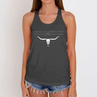 I Do Not And Will Not Fear Tomorrow Fear & Fridays Women's Knotted Racerback Tank