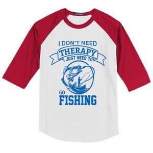 I Don't Need Therapy I Just Need To Go Fishing Kids Colorblock Raglan Jersey