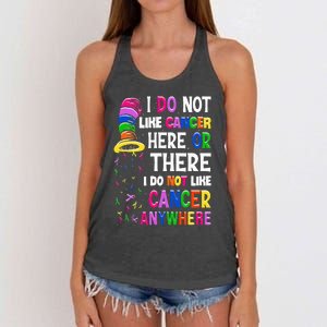 I Do Not Like Cancer Here Or There I Do Not Like Cancer Women's Knotted Racerback Tank