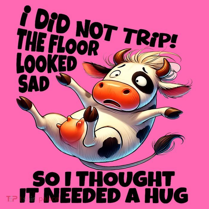 I Did Not Trip! The Floor Looked Sad Funny Cow Farming Stripe Pom Pom Beanie