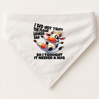 I Did Not Trip! The Floor Looked Sad Funny Cow Farming USA-Made Doggie Bandana