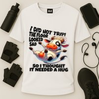I Did Not Trip! The Floor Looked Sad Funny Cow Farming Cooling Performance Crew T-Shirt