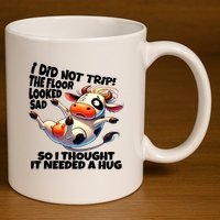 I Did Not Trip! The Floor Looked Sad Funny Cow Farming 11oz C Handle Ceramic Mug