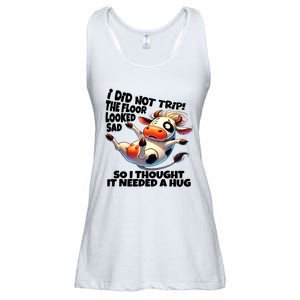 I Did Not Trip! The Floor Looked Sad Funny Cow Farming Ladies Essential Flowy Tank