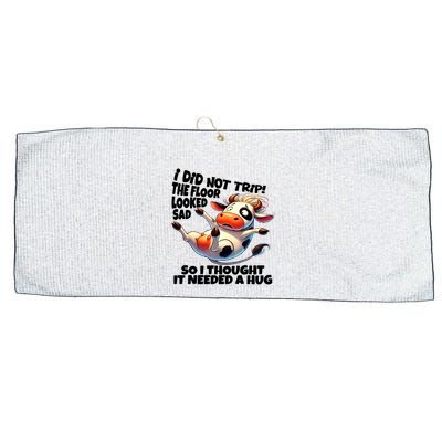 I Did Not Trip! The Floor Looked Sad Funny Cow Farming Large Microfiber Waffle Golf Towel