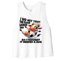 I Did Not Trip! The Floor Looked Sad Funny Cow Farming Women's Racerback Cropped Tank