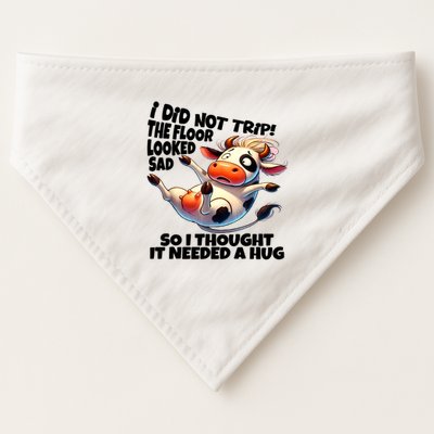 I Did Not Trip! The Floor Looked Sad Funny Cow Farming USA-Made Doggie Bandana