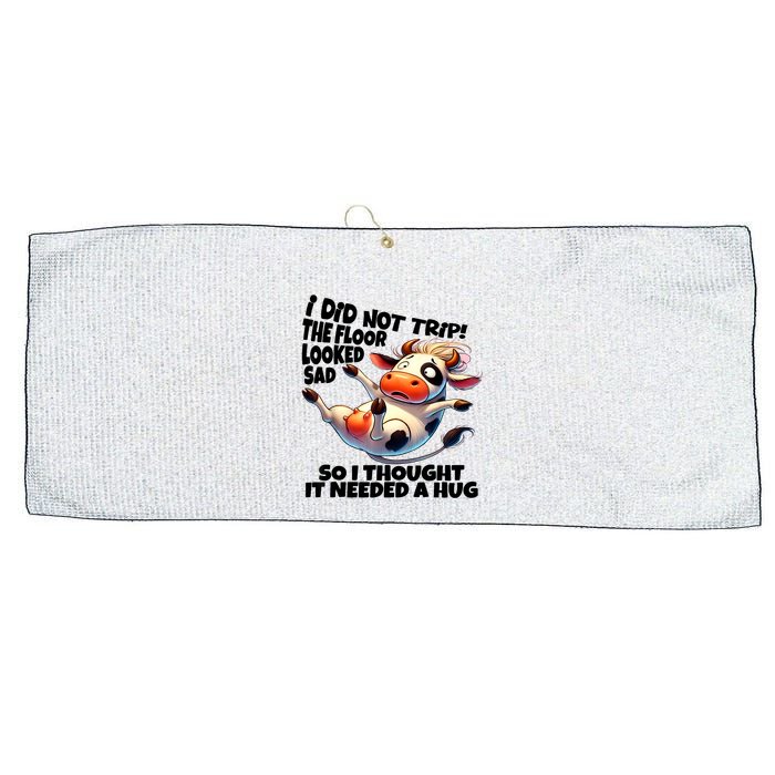 I Did Not Trip! The Floor Looked Sad Funny Cow Farming Large Microfiber Waffle Golf Towel