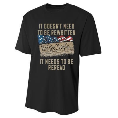 It Doesn't Need To Be Rewritten It Needs to be Reread Performance Sprint T-Shirt