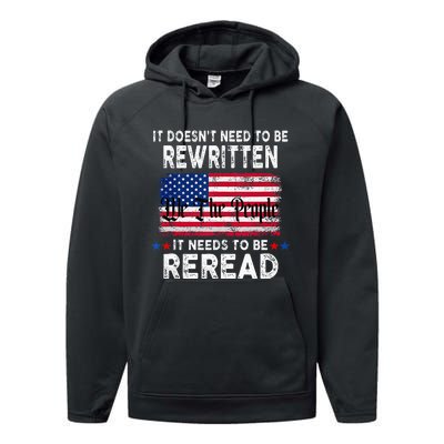 It Doesnt Need To Be Rewritten It Needs To Be Reread Performance Fleece Hoodie