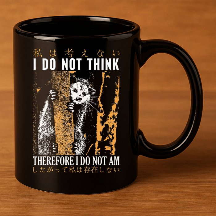I Do Not Think Therefore I Do Not Am Japanese Possum 11oz C Handle Ceramic Mug