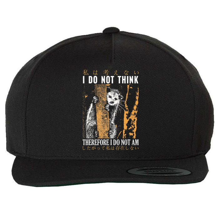 I Do Not Think Therefore I Do Not Am Japanese Possum Wool Snapback Cap