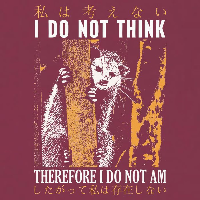 I Do Not Think Therefore I Do Not Am Japanese Possum 16oz Travel Tumbler