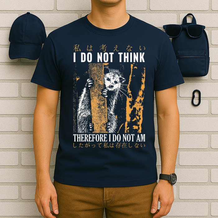 I Do Not Think Therefore I Do Not Am Japanese Possum T-Shirt