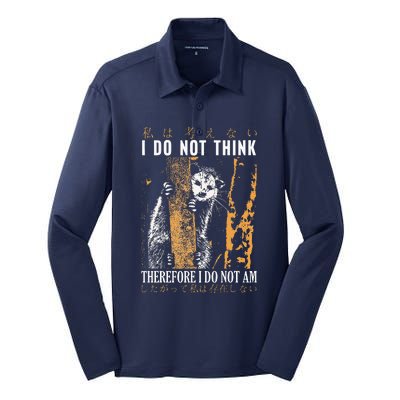 I Do Not Think Therefore I Do Not Am Japanese Possum Silk Touch Performance Long Sleeve Polo