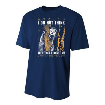 I Do Not Think Therefore I Do Not Am Japanese Possum Youth Performance Sprint T-Shirt