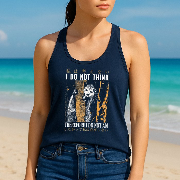 I Do Not Think Therefore I Do Not Am Japanese Possum Womens Tank Top