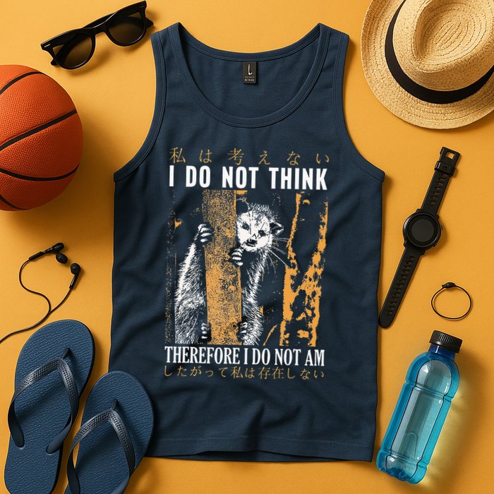 I Do Not Think Therefore I Do Not Am Japanese Possum Tank Top