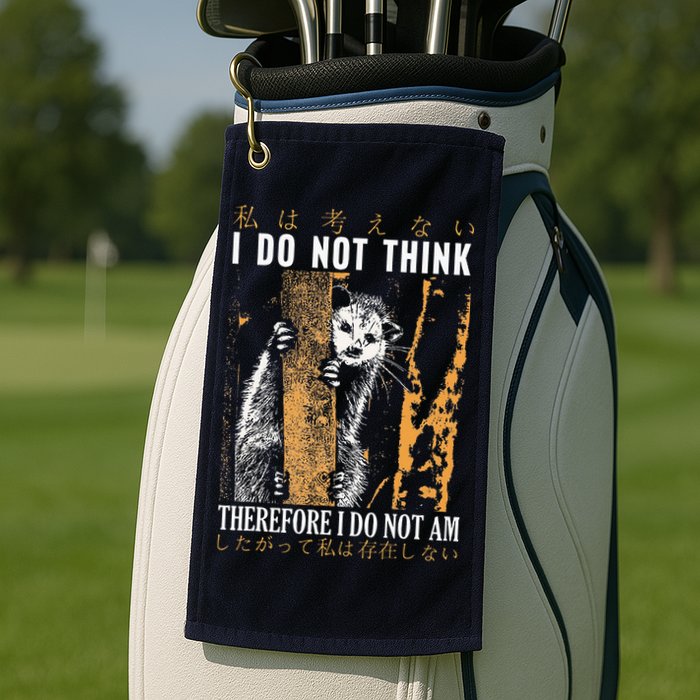 I Do Not Think Therefore I Do Not Am Japanese Possum Golf Towel