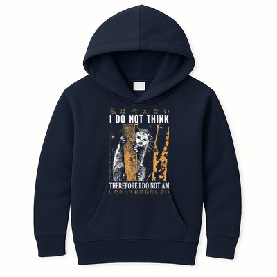 I Do Not Think Therefore I Do Not Am Japanese Possum Kids Hoodie