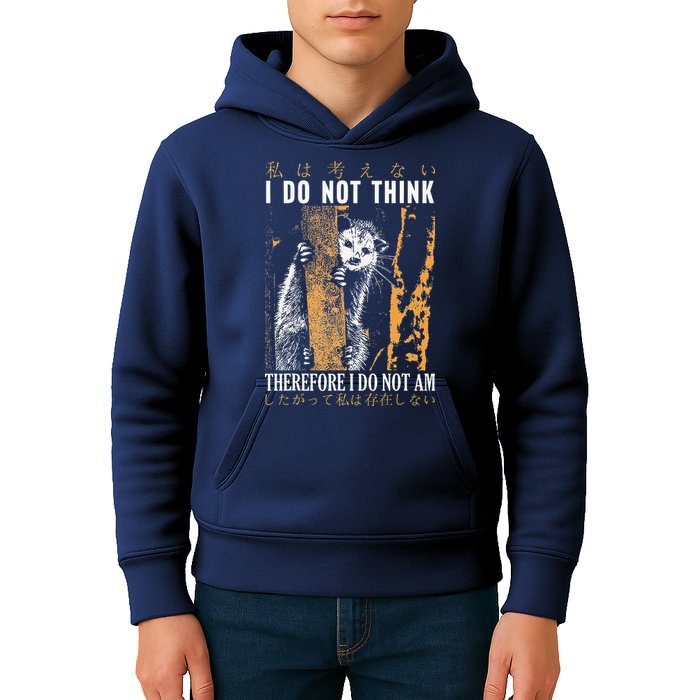 I Do Not Think Therefore I Do Not Am Japanese Possum Kids Hoodie