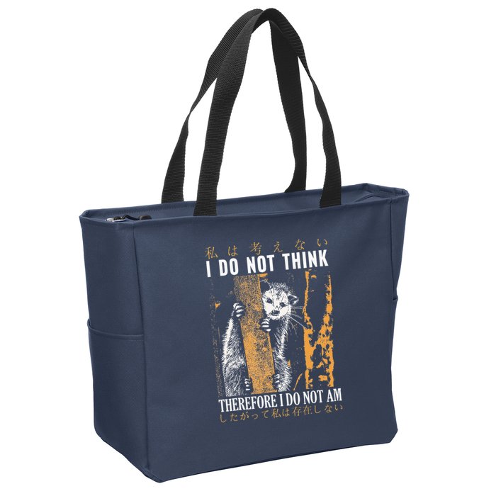 I Do Not Think Therefore I Do Not Am Japanese Possum Zip Tote Bag