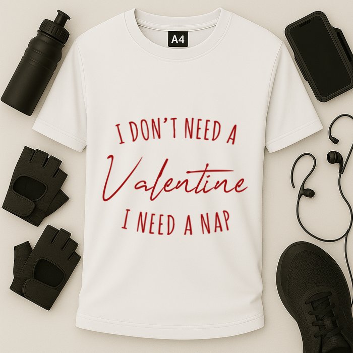 I Dont Need A Valentine I Need A Nap Funny Performance Shirt