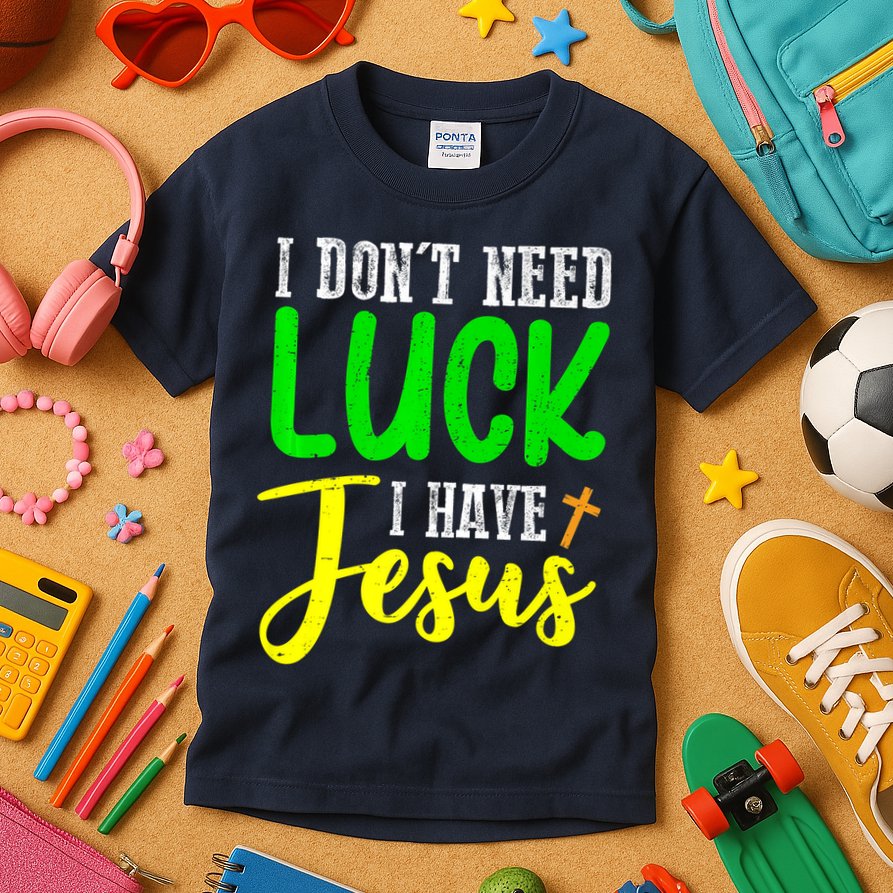 I Don't Need Luck I Have Jesus God St Patricks Day Christian Kids T-Shirt