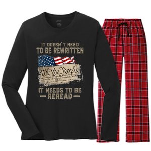 It Doesnt Need To Be Rewritten It Needs To Be Reread Women's Long Sleeve Flannel Pajama Set 