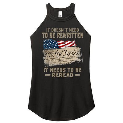 It Doesnt Need To Be Rewritten It Needs To Be Reread Women's Perfect Tri Rocker Tank