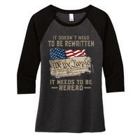 It Doesnt Need To Be Rewritten It Needs To Be Reread Women's Tri-Blend 3/4-Sleeve Raglan Shirt