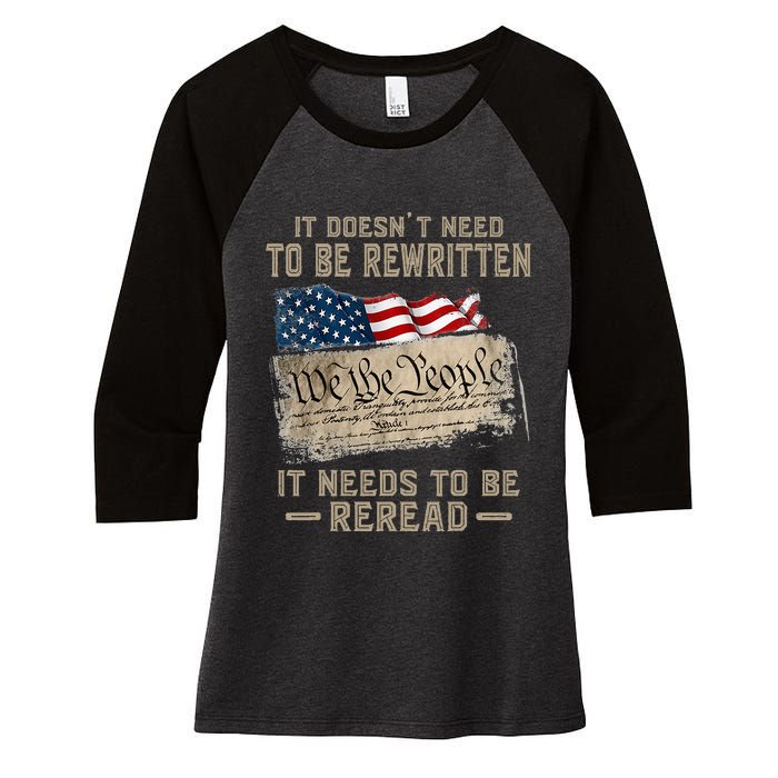 It Doesnt Need To Be Rewritten It Needs To Be Reread Women's Tri-Blend 3/4-Sleeve Raglan Shirt