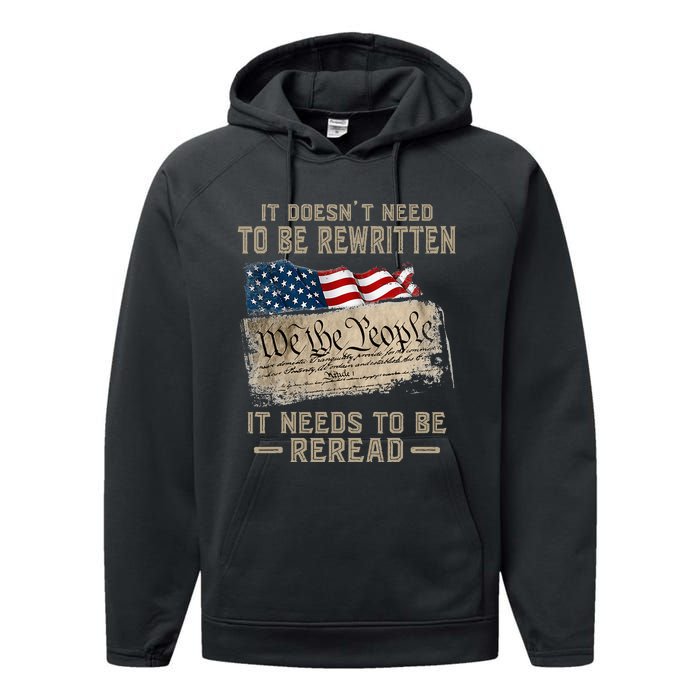 It Doesnt Need To Be Rewritten It Needs To Be Reread Performance Fleece Hoodie