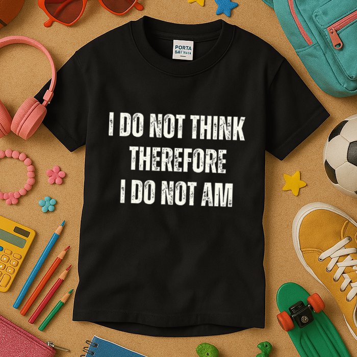 I Do Not Think Therefore I Do Not Am Kids T-Shirt