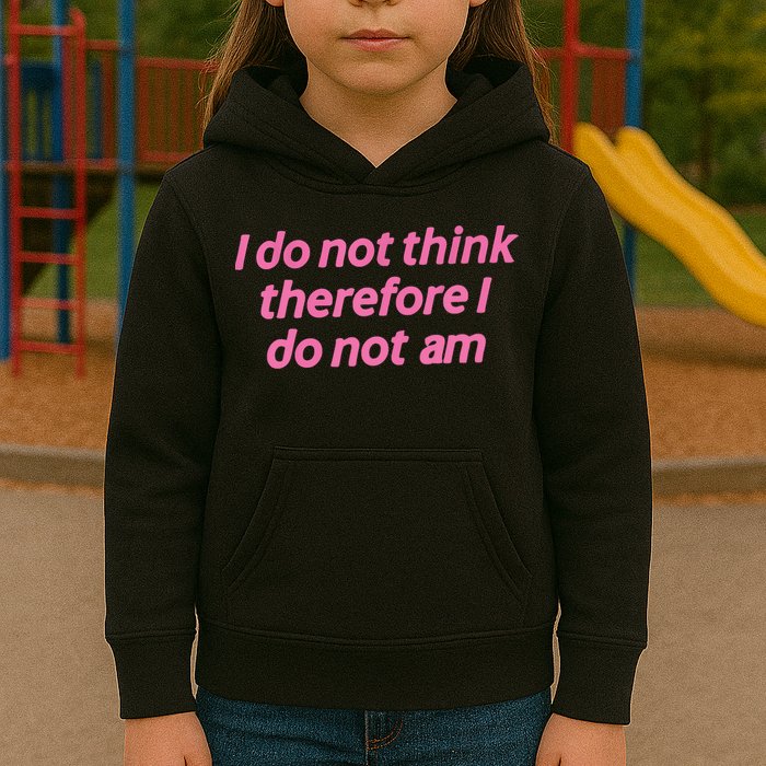 I Do Not Think Therefore I Do Not Am Kids Hoodie