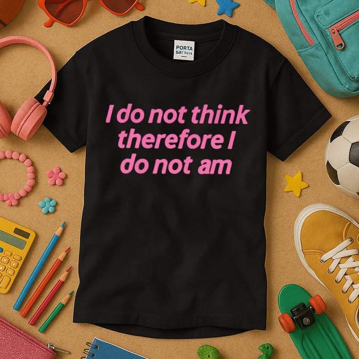 I Do Not Think Therefore I Do Not Am Kids T-Shirt