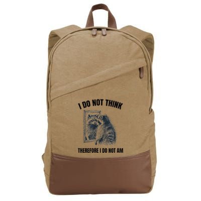I Do Not Think Therefore I Do Not Am Raccoon Philosopher Cotton Canvas Backpack