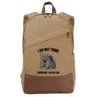 I Do Not Think Therefore I Do Not Am Raccoon Philosopher Cotton Canvas Backpack