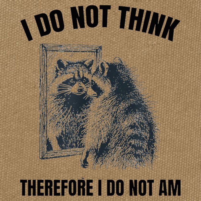 I Do Not Think Therefore I Do Not Am Raccoon Philosopher Cotton Canvas Backpack