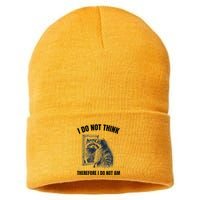I Do Not Think Therefore I Do Not Am Raccoon Philosopher Sustainable Knit Beanie