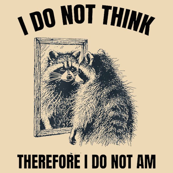 I Do Not Think Therefore I Do Not Am Raccoon Philosopher Drawstring Bag