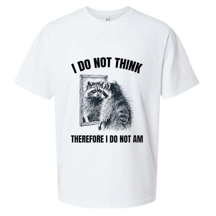 I Do Not Think Therefore I Do Not Am Raccoon Philosopher Sueded Cloud Jersey T-Shirt