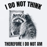 I Do Not Think Therefore I Do Not Am Raccoon Philosopher Sueded Cloud Jersey T-Shirt