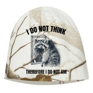 I Do Not Think Therefore I Do Not Am Raccoon Philosopher Kati - Camo Knit Beanie