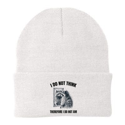 I Do Not Think Therefore I Do Not Am Raccoon Philosopher Knit Cap Winter Beanie