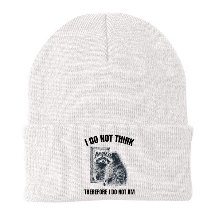 I Do Not Think Therefore I Do Not Am Raccoon Philosopher Knit Cap Winter Beanie