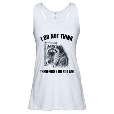 I Do Not Think Therefore I Do Not Am Raccoon Philosopher Ladies Essential Flowy Tank