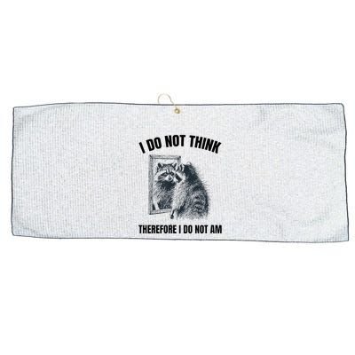 I Do Not Think Therefore I Do Not Am Raccoon Philosopher Large Microfiber Waffle Golf Towel
